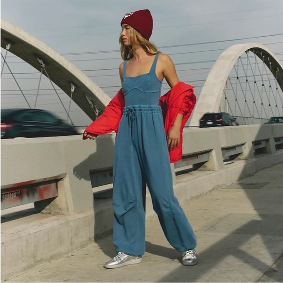 Free People FP Movement Inbound Onesie in Misty Blue Size SM $128 Retail NWT - Picture 1 of 9
